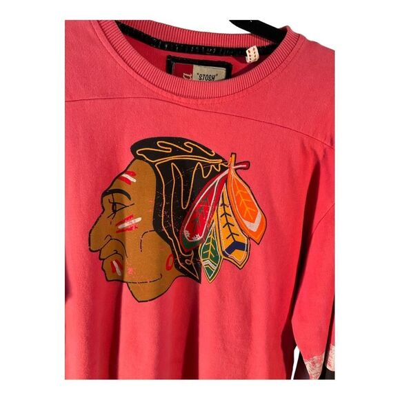 Chicago Blackhawks Men Size Large RED BLACK Alumni Raglan Stan Mikita #21 back. - Picture 5 of 16